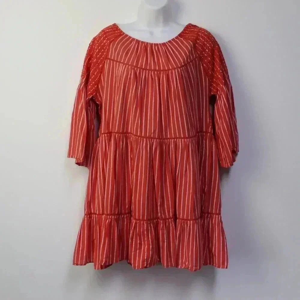 free people boho orange prairie dress scoop back - Picture 4 of 11